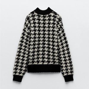 Zara houndstooth knit sweater small nwt